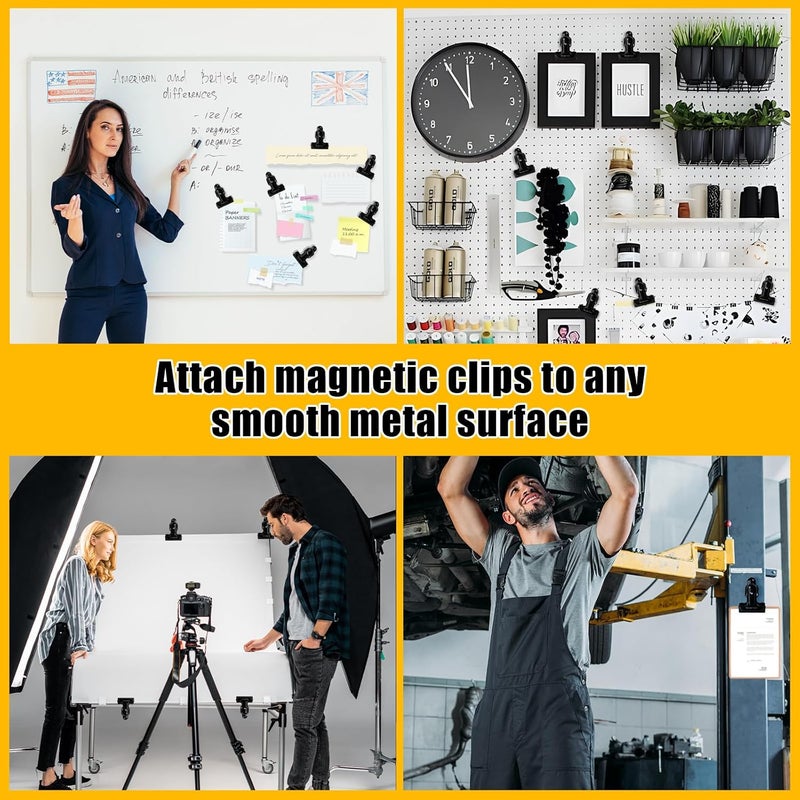 magicsee 2 Pcs Heavy Duty Magnetic Clips with 1.5 Inch Mouth Opening - Securely Grip Flags, Backdrop Blueprints, Calendars,Tools - Ideal for Artists, Photography Shooting Studios, Worksite, Offices, Tool Carts - Image 4